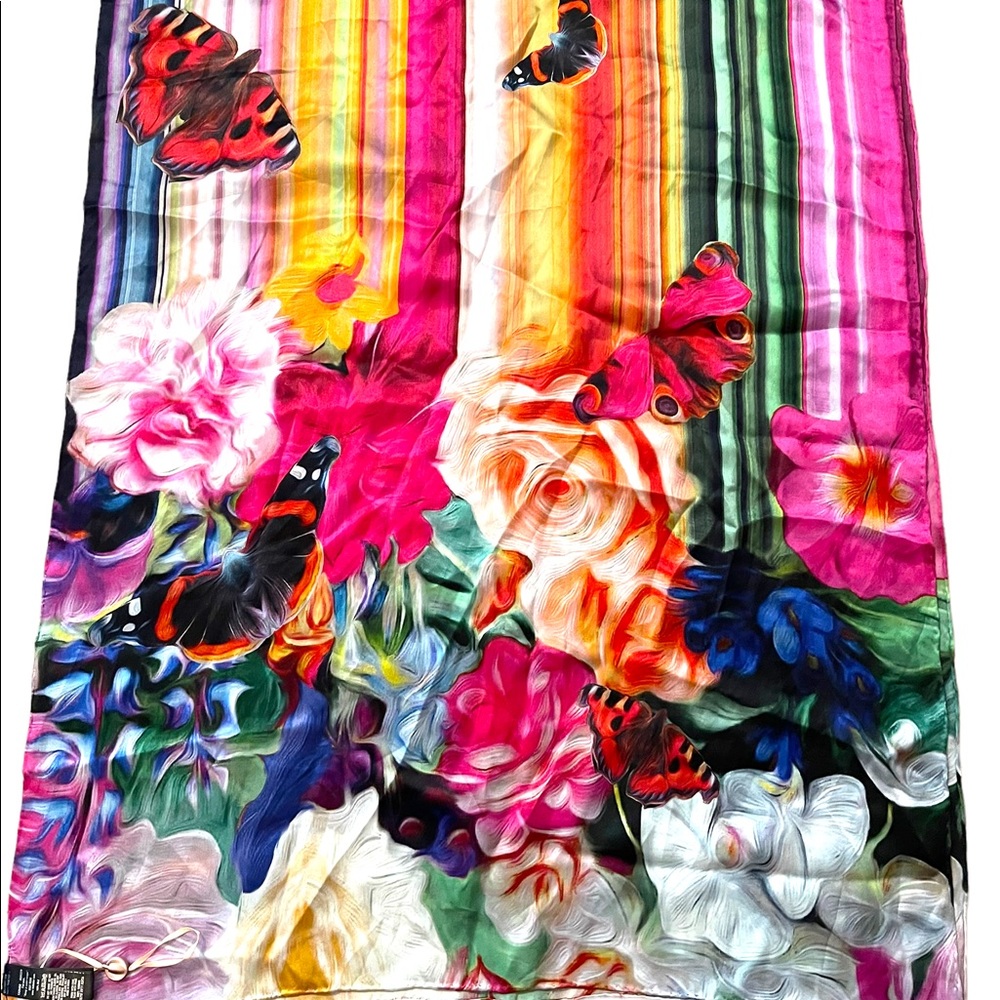 Ted Baker Large silk Floral butterfly NWT scarf Flowers